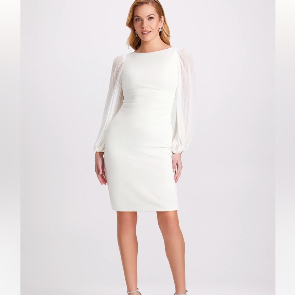 Laura Pleated Sleeves Dress Ivory